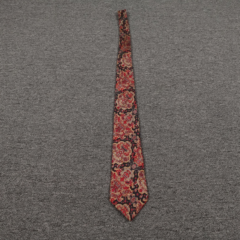 Vintage Christian Dior Monsieur Tie Mens One Size Red Paisley Silk USA Designer